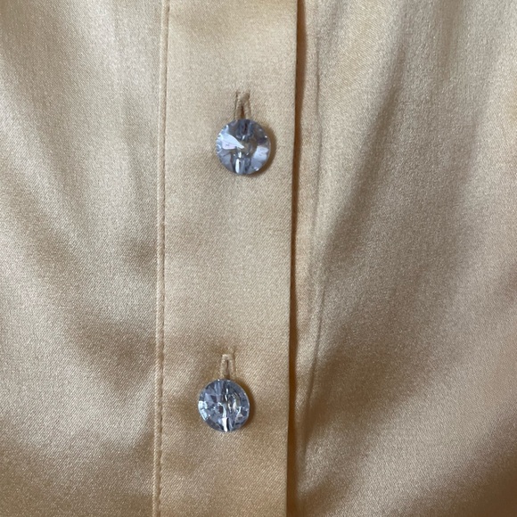 Bebe Women's Gold Button Down Shirt. 96% Silk! - Picture 5 of 7
